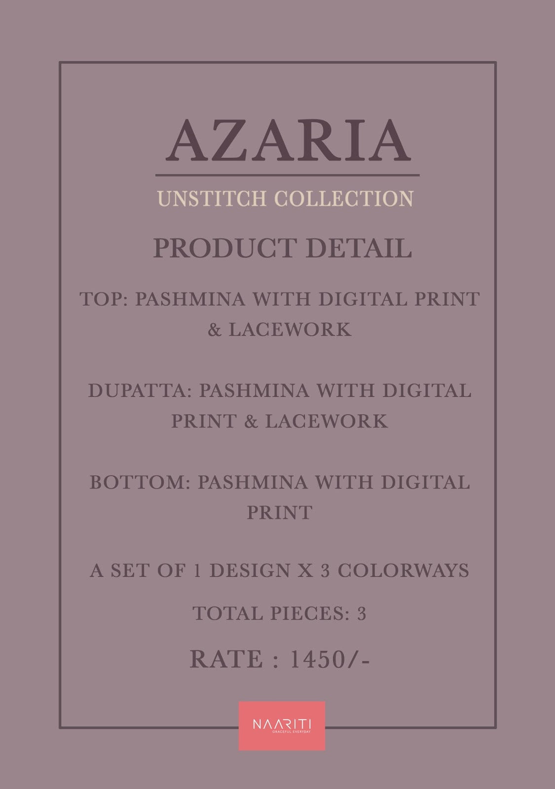 Azaria Naariti Pashmina Suits Supplier