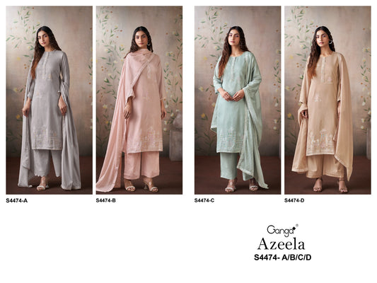 Azeela 4474 Ganga Mul Pant Style Suits Manufacturer India