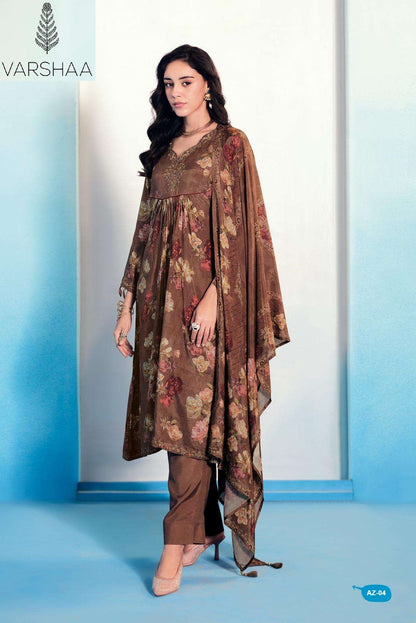 Azha Varshaa Viscose Muslin Pant Style Suits Wholesale Rate