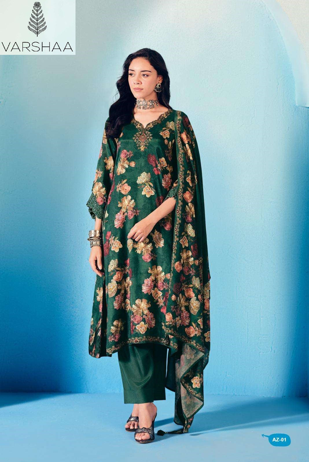 Azha Varshaa Viscose Muslin Pant Style Suits Wholesale Rate