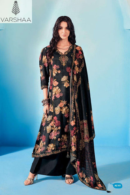 Azha Varshaa Viscose Muslin Pant Style Suits Wholesale Rate