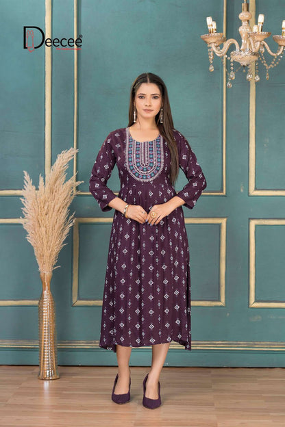 Azlin Deecee Rayon Anarkali Kurtis Wholesale Price