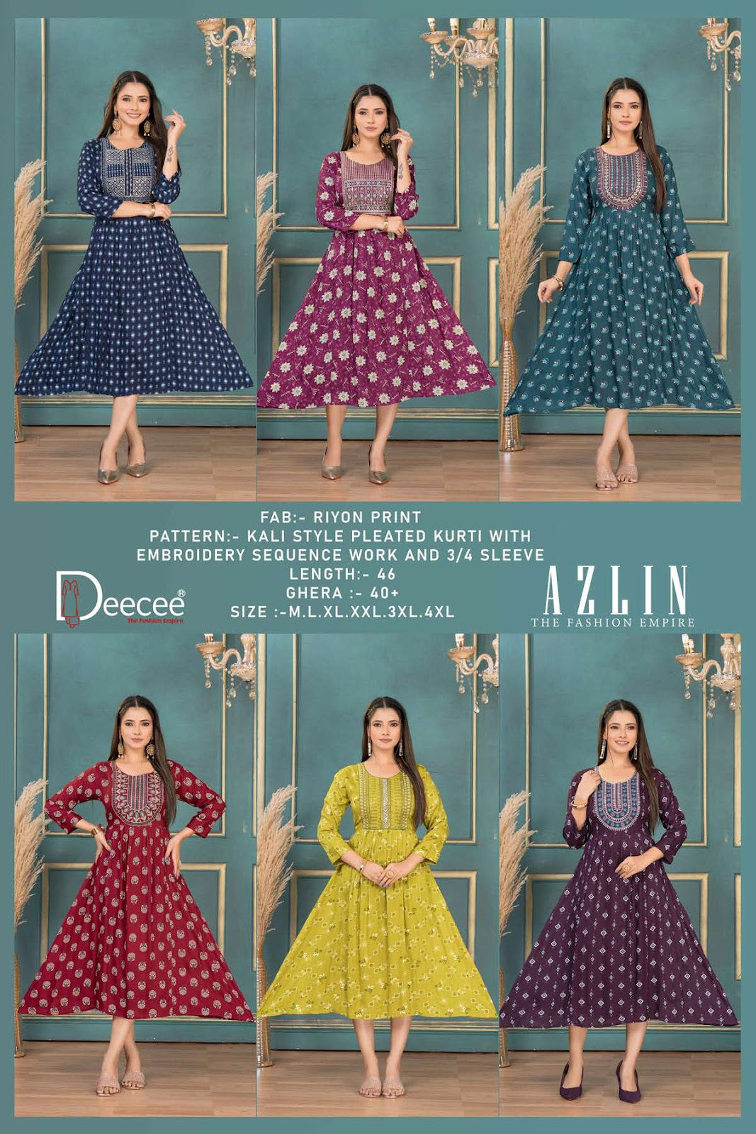 Azlin Deecee Rayon Anarkali Kurtis Wholesale Price
