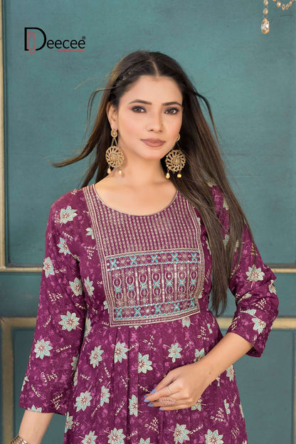 Azlin Deecee Rayon Anarkali Kurtis Wholesale Price