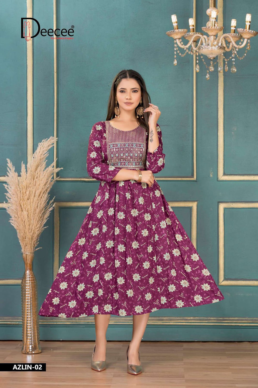 Azlin Deecee Rayon Anarkali Kurtis Wholesale Price
