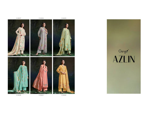 Azlin Ganga Russian Silk Plazzo Style Suits Manufacturer