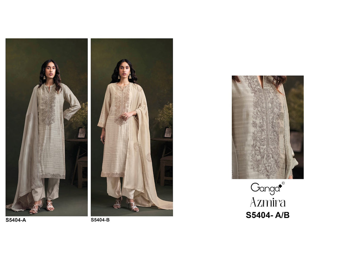 Azmira S5404 Ganga Raw Silk Pant Style Suits Wholesaler Gujarat