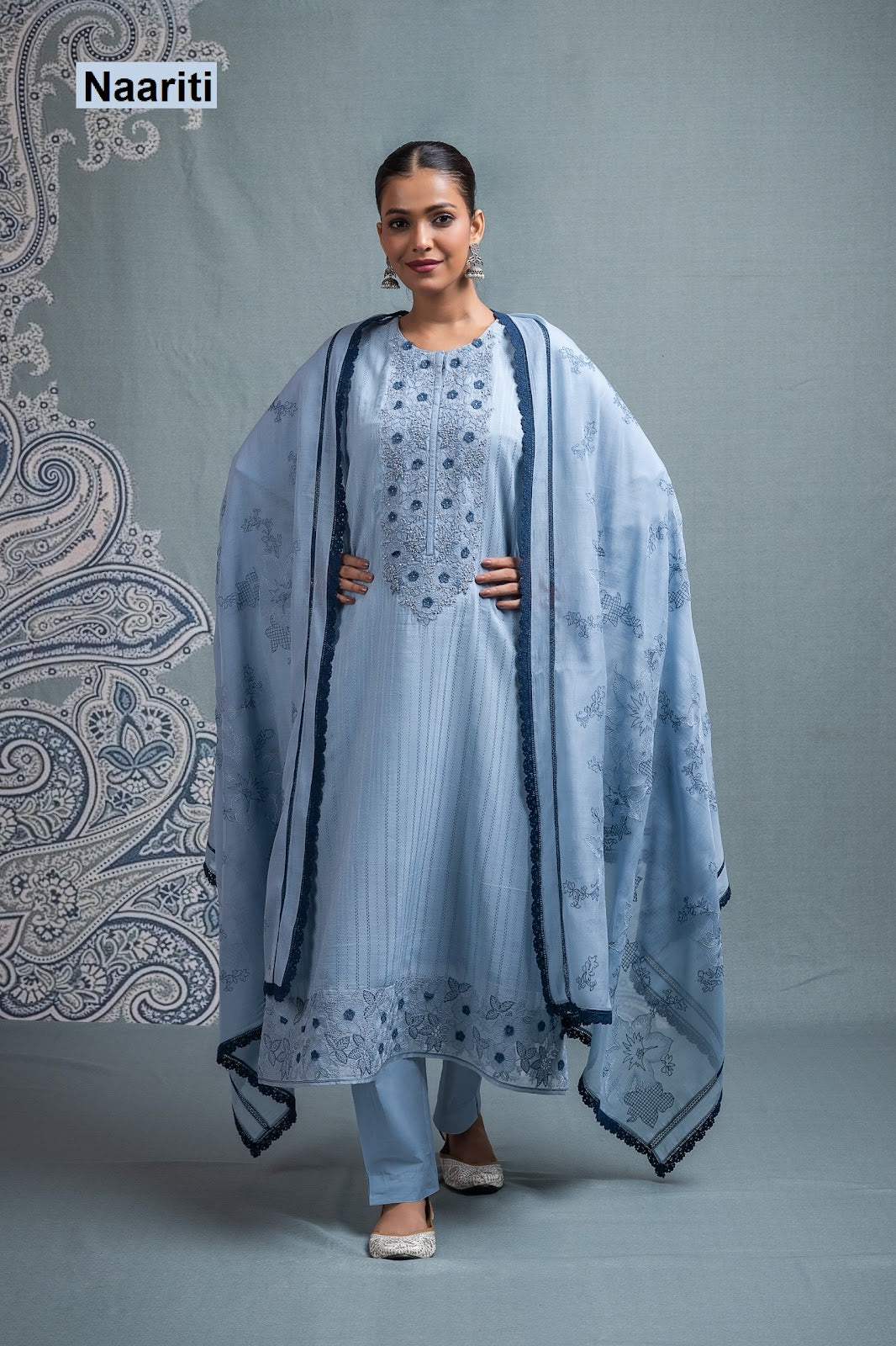 Azneet Naariti Mul Chanderi Pant Style Suits Supplier Ahmedabad