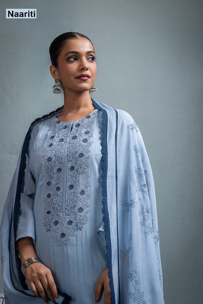 Azneet Naariti Mul Chanderi Pant Style Suits Supplier Ahmedabad