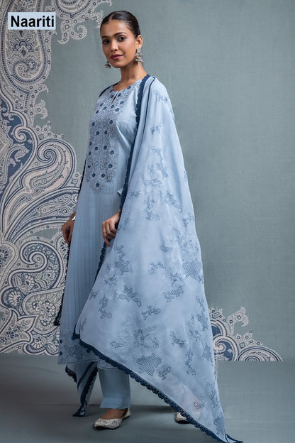 Azneet Naariti Mul Chanderi Pant Style Suits Supplier Ahmedabad