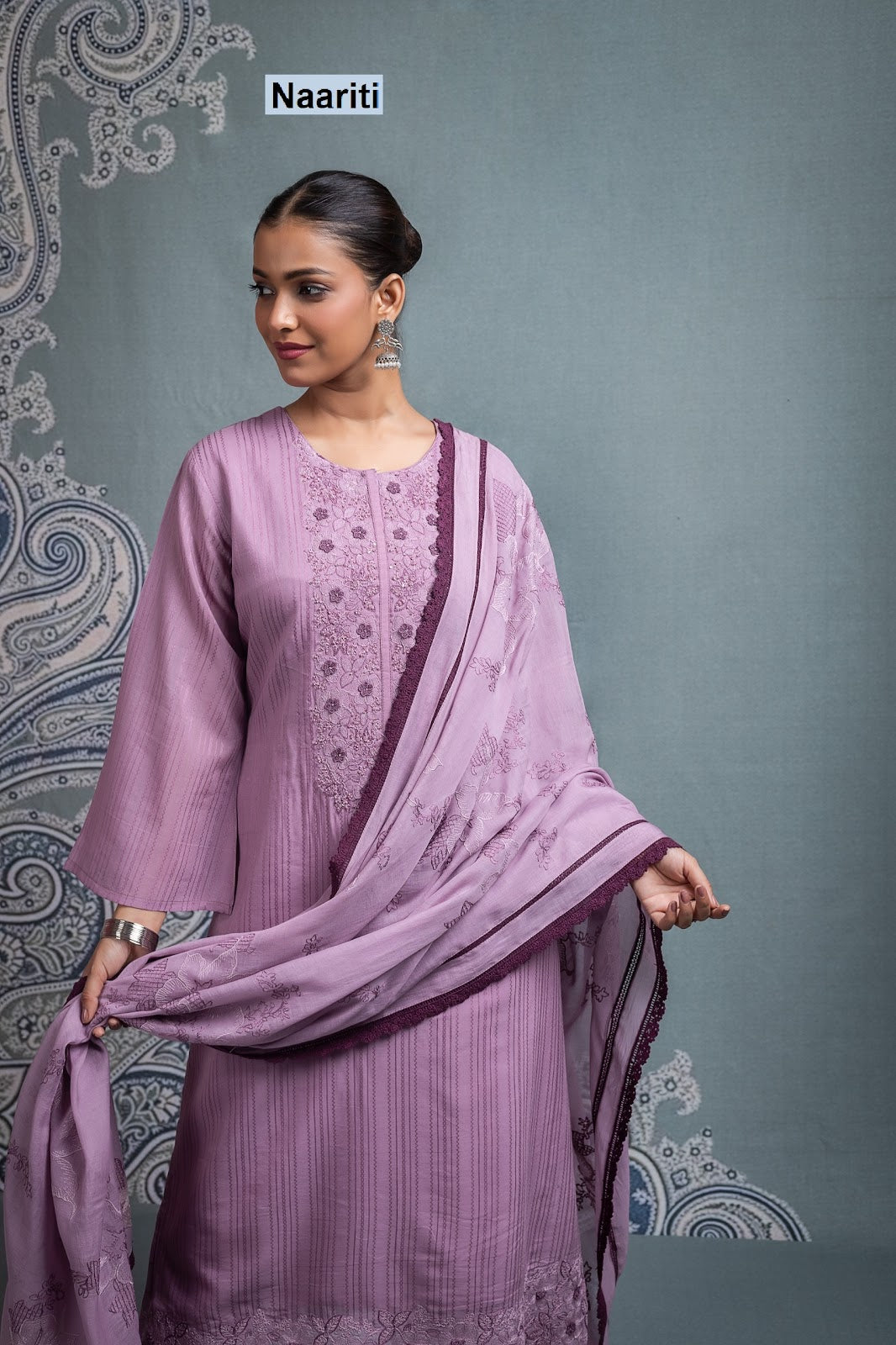 Azneet Naariti Mul Chanderi Pant Style Suits Supplier Ahmedabad