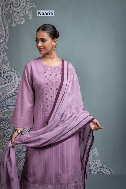 Azneet Naariti Mul Chanderi Pant Style Suits Supplier Ahmedabad