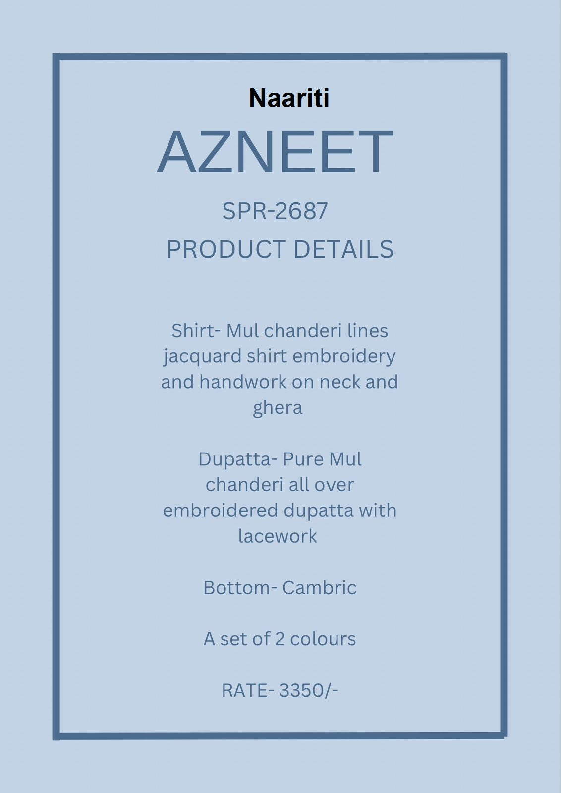 Azneet Naariti Mul Chanderi Pant Style Suits Supplier Ahmedabad