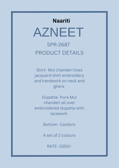 Azneet Naariti Mul Chanderi Pant Style Suits Supplier Ahmedabad