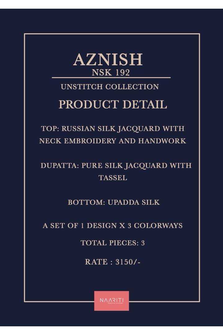 Aznish 192 Naariti Russian Silk Pant Style Suits Wholesaler