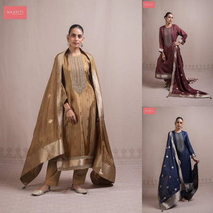Aznish 192 Naariti Russian Silk Pant Style Suits Wholesaler