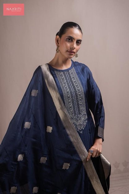 Aznish 192 Naariti Russian Silk Pant Style Suits Wholesaler