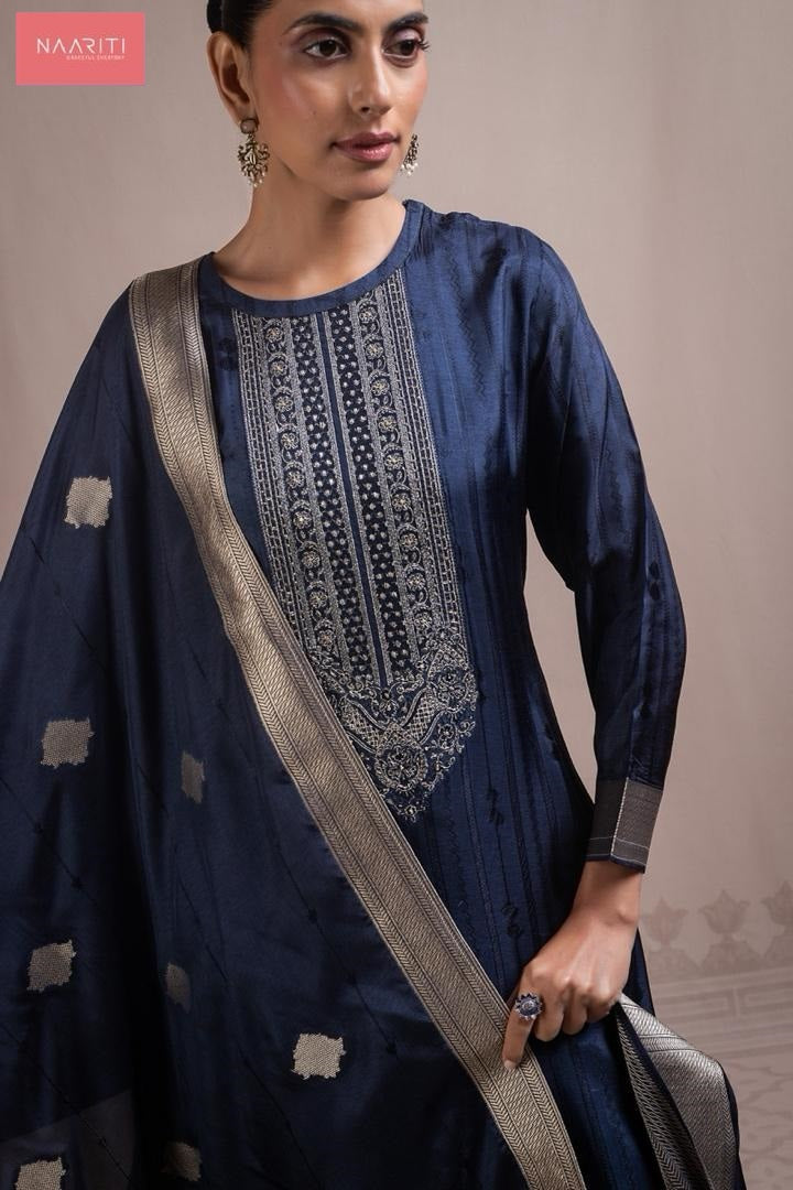 Aznish 192 Naariti Russian Silk Pant Style Suits Wholesaler