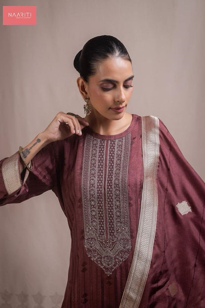 Aznish 192 Naariti Russian Silk Pant Style Suits Wholesaler