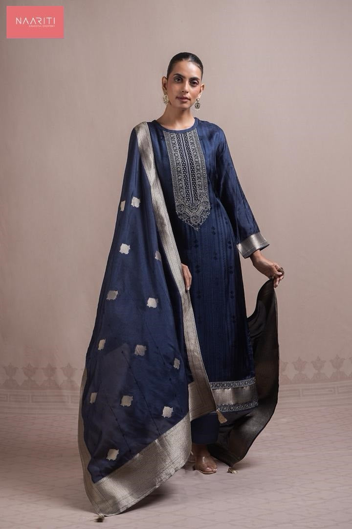 Aznish 192 Naariti Russian Silk Pant Style Suits Wholesaler
