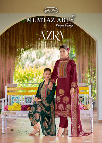 Azra Mumtaz Arts Viscose Pashmina Suits Wholesale