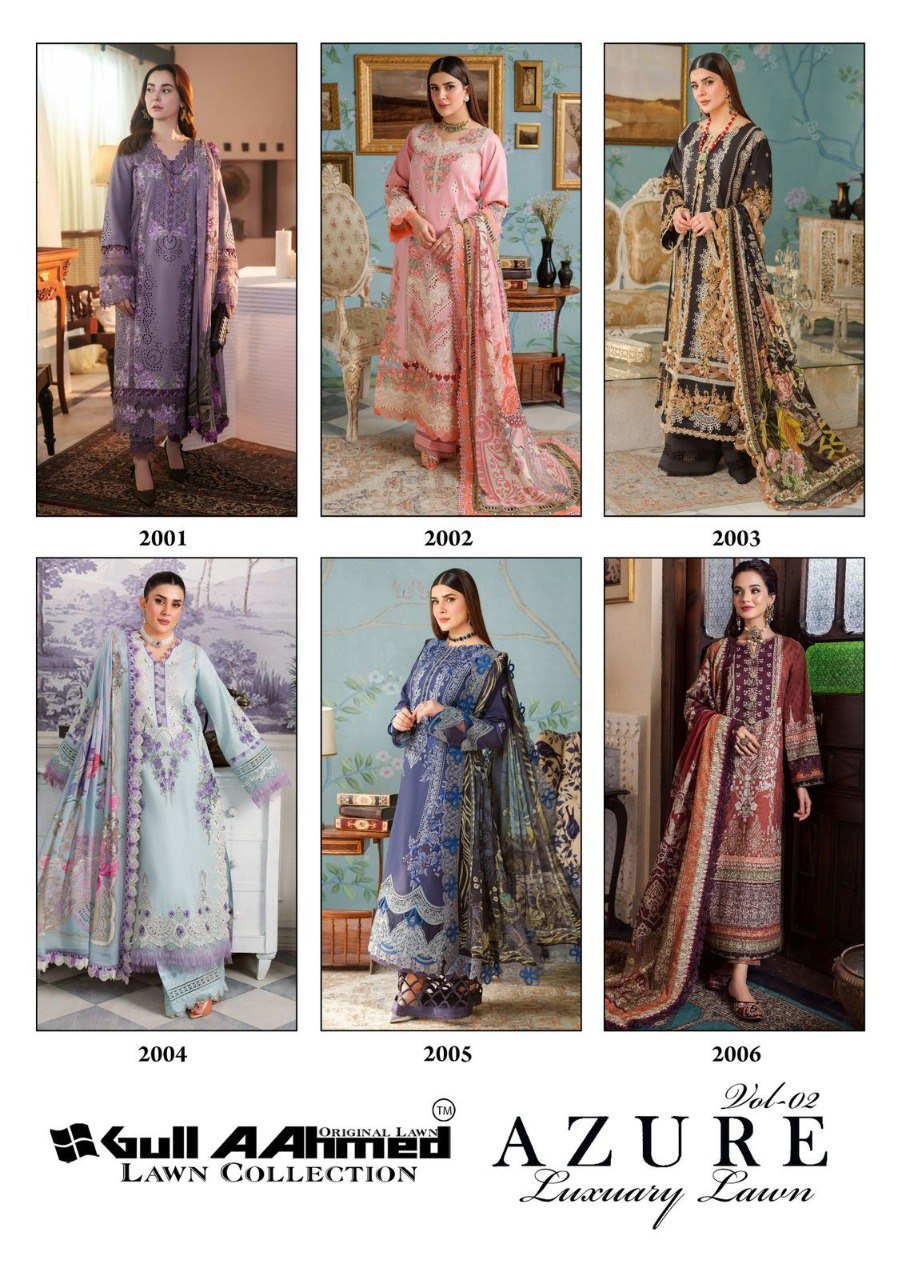 Azure Vol 2 Luxury Lawn Collection Gul Ahmed Gpo Karachi Readymade Suits Manufacturer India