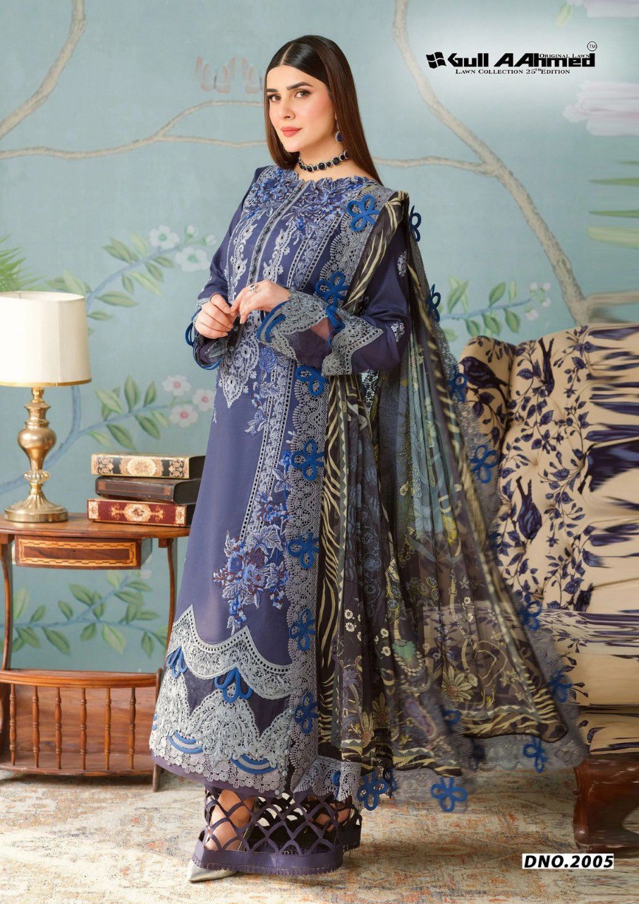 Azure Vol 2 Luxury Lawn Collection Gul Ahmed Gpo Karachi Readymade Suits Manufacturer India