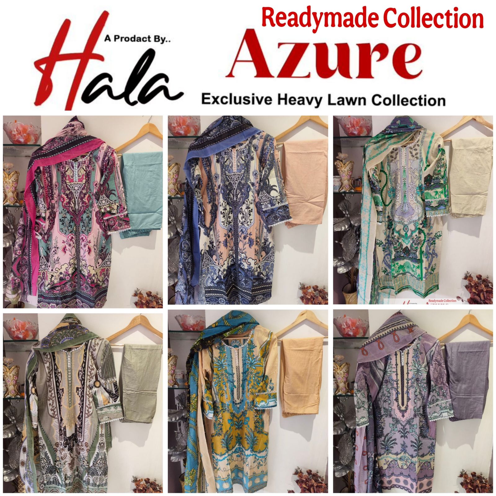 Azure Exclusive Heavy Lawn Collection Hala Cotton Karachi Readymade Suits Exporter
