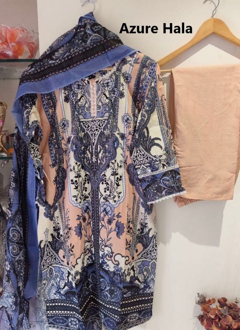 Azure Exclusive Heavy Lawn Collection Hala Cotton Karachi Readymade Suits Exporter