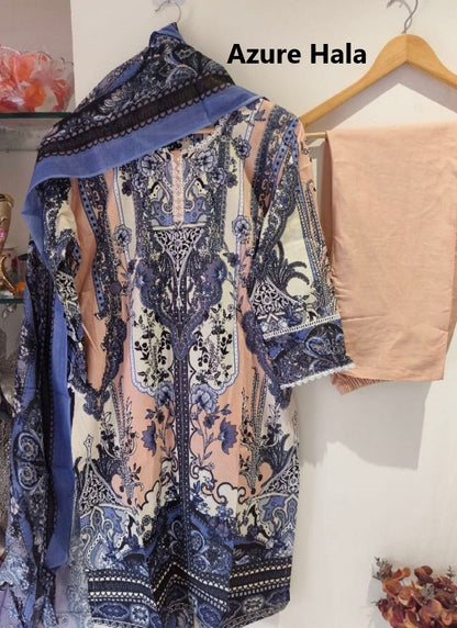 Azure Exclusive Heavy Lawn Collection Hala Cotton Karachi Readymade Suits Exporter