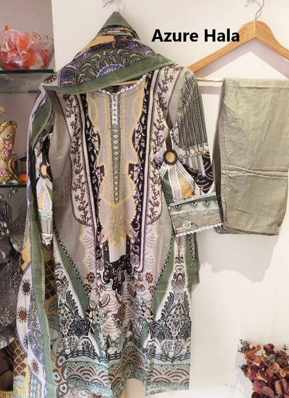 Azure Exclusive Heavy Lawn Collection Hala Cotton Karachi Readymade Suits Exporter