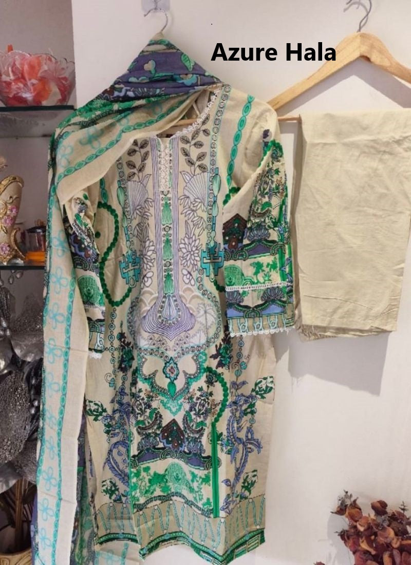Azure Exclusive Heavy Lawn Collection Hala Cotton Karachi Readymade Suits Exporter