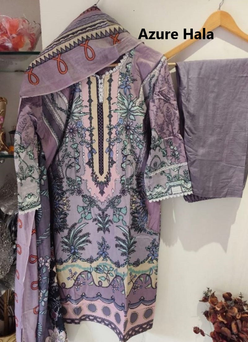 Azure Exclusive Heavy Lawn Collection Hala Cotton Karachi Readymade Suits Exporter