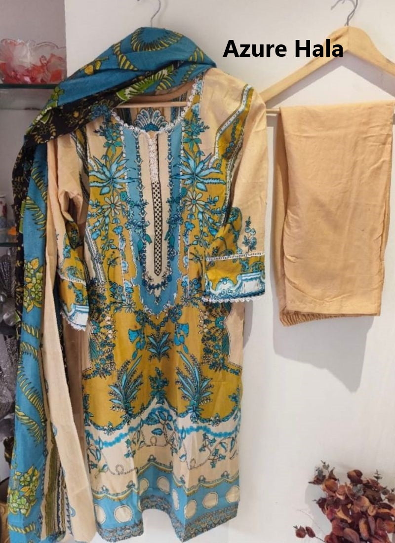 Azure Exclusive Heavy Lawn Collection Hala Cotton Karachi Readymade Suits Exporter