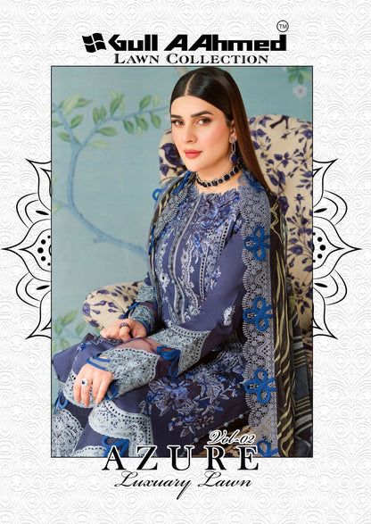 Azure Vol 02 Luxury Lawn Collection Gul Ahmed Karachi Salwar Suits Exporter Gujarat