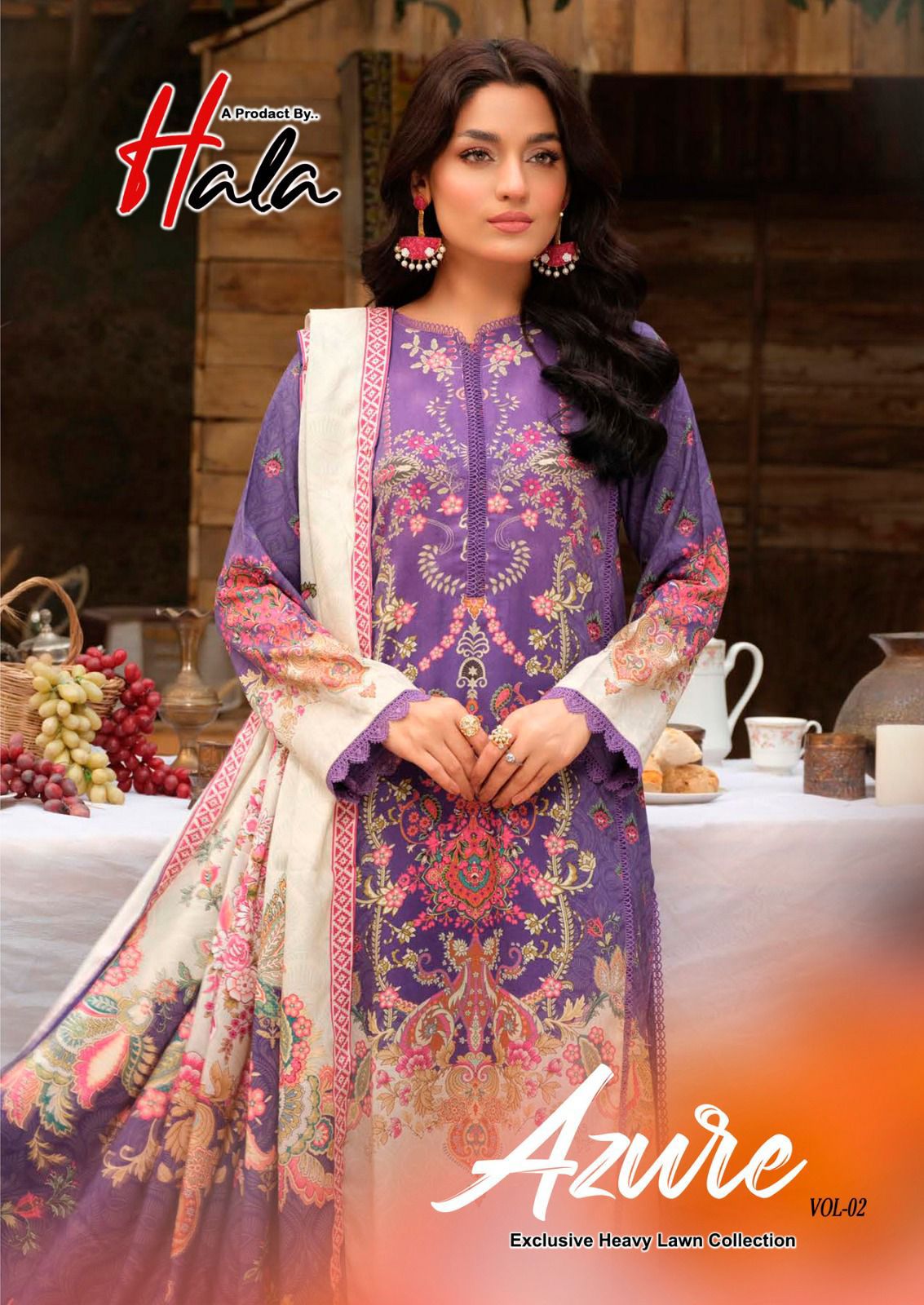 Azure Vol 2 Exclusive Heavy Lawn Collection Hala Cotton Karachi Salwar Suits Manufacturer India
