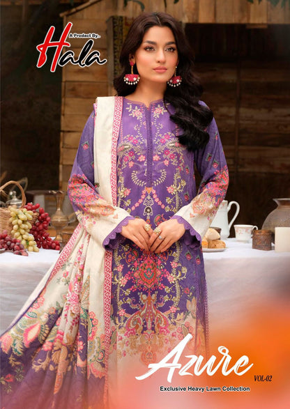 Azure Vol 2 Exclusive Heavy Lawn Collection Hala Cotton Karachi Salwar Suits Manufacturer India