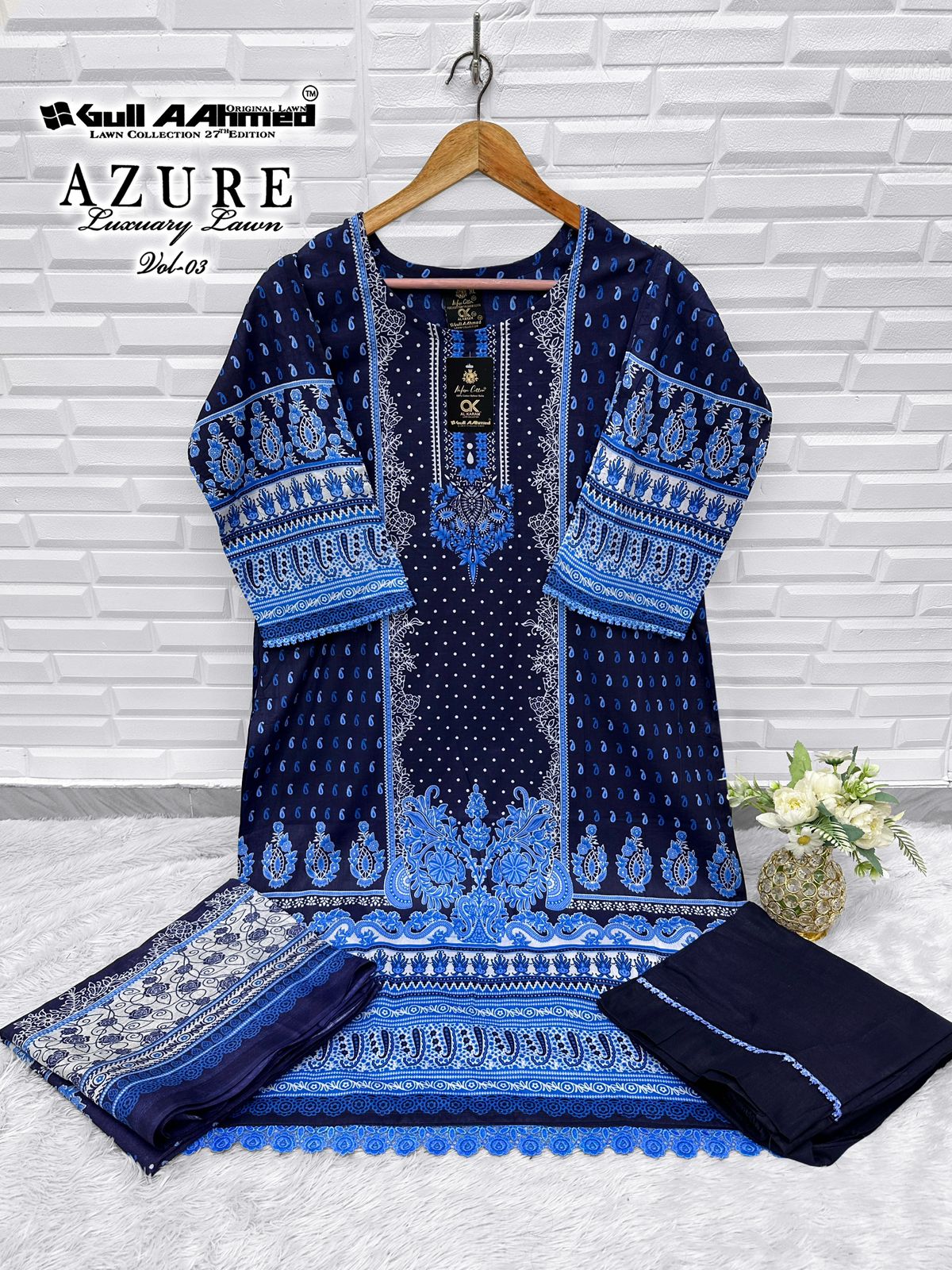 Azure Vol 3 Luxury Lawn Gul Ahmed Lawn Cotton Karachi Readymade Suits Exporter Ahmedabad