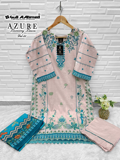 Azure Vol 3 Luxury Lawn Gul Ahmed Lawn Cotton Karachi Readymade Suits Exporter Ahmedabad