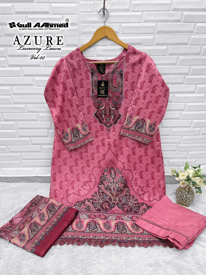 Azure Vol 3 Luxury Lawn Gul Ahmed Lawn Cotton Karachi Readymade Suits Exporter Ahmedabad
