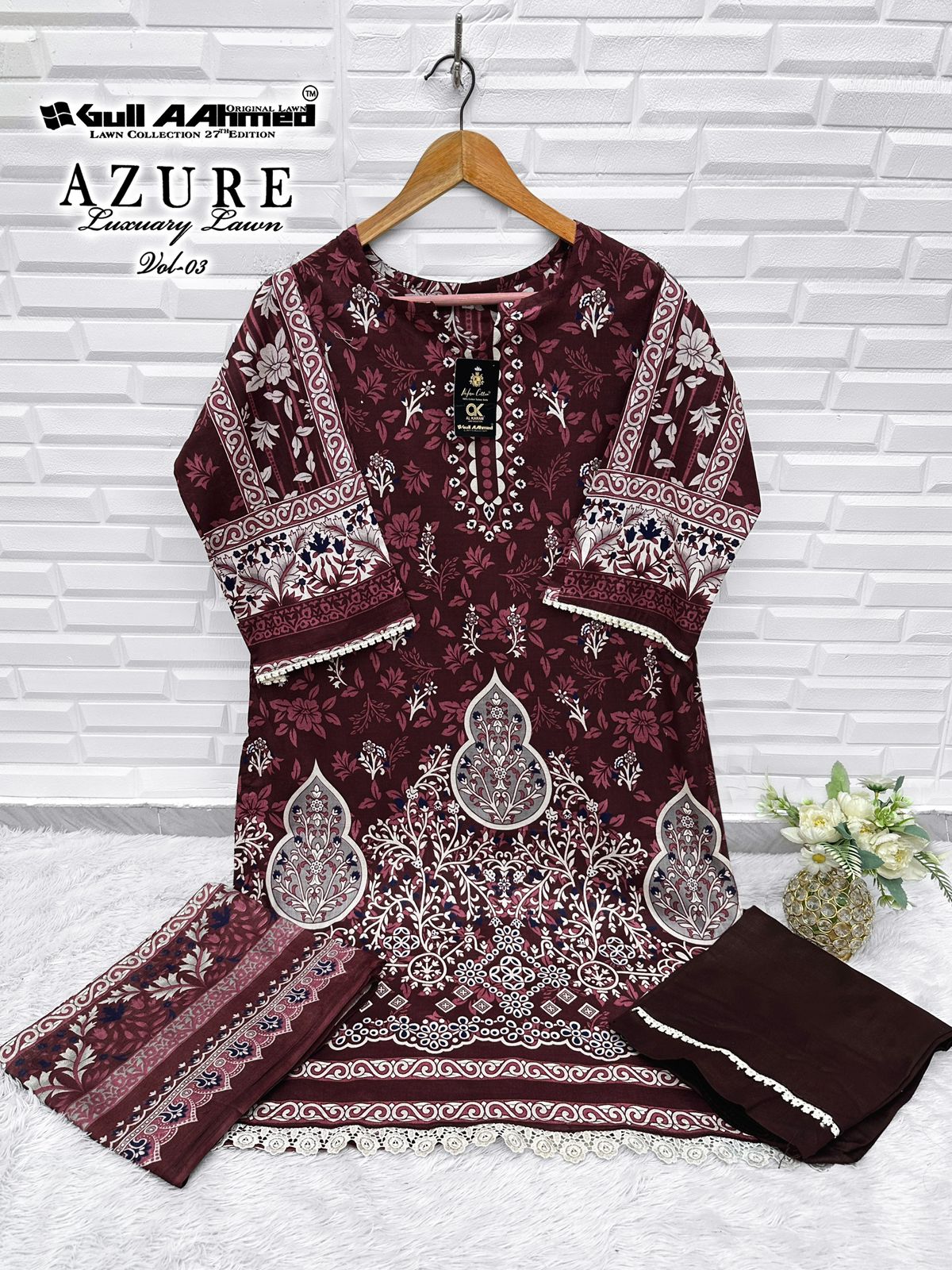 Azure Vol 3 Luxury Lawn Gul Ahmed Lawn Cotton Karachi Readymade Suits Exporter Ahmedabad