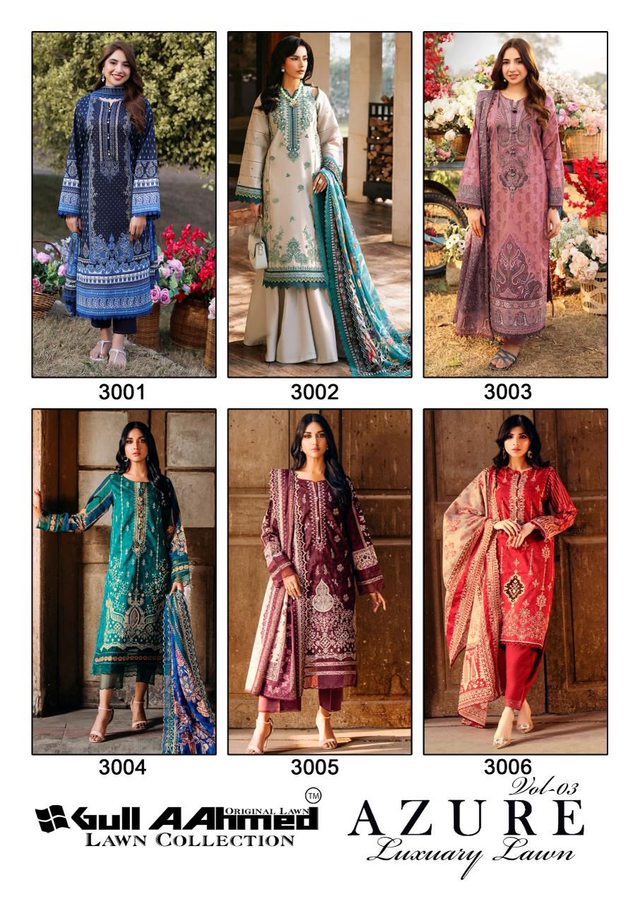 Azure Vol 3 Luxury Lawn Gul Ahmed Karachi Salwar Suits Manufacturer Gujarat