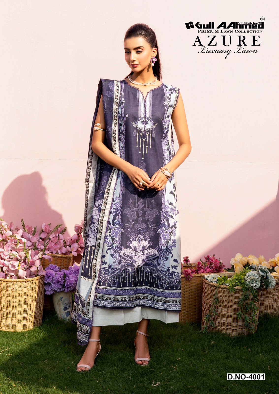 Azure Vol 4 Luxury Lawn Gul Ahmed Karachi Salwar Suits Exporter Gujarat