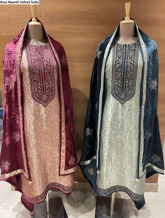 Azza Naariti Silk Jacquard Velvet Suits Supplier