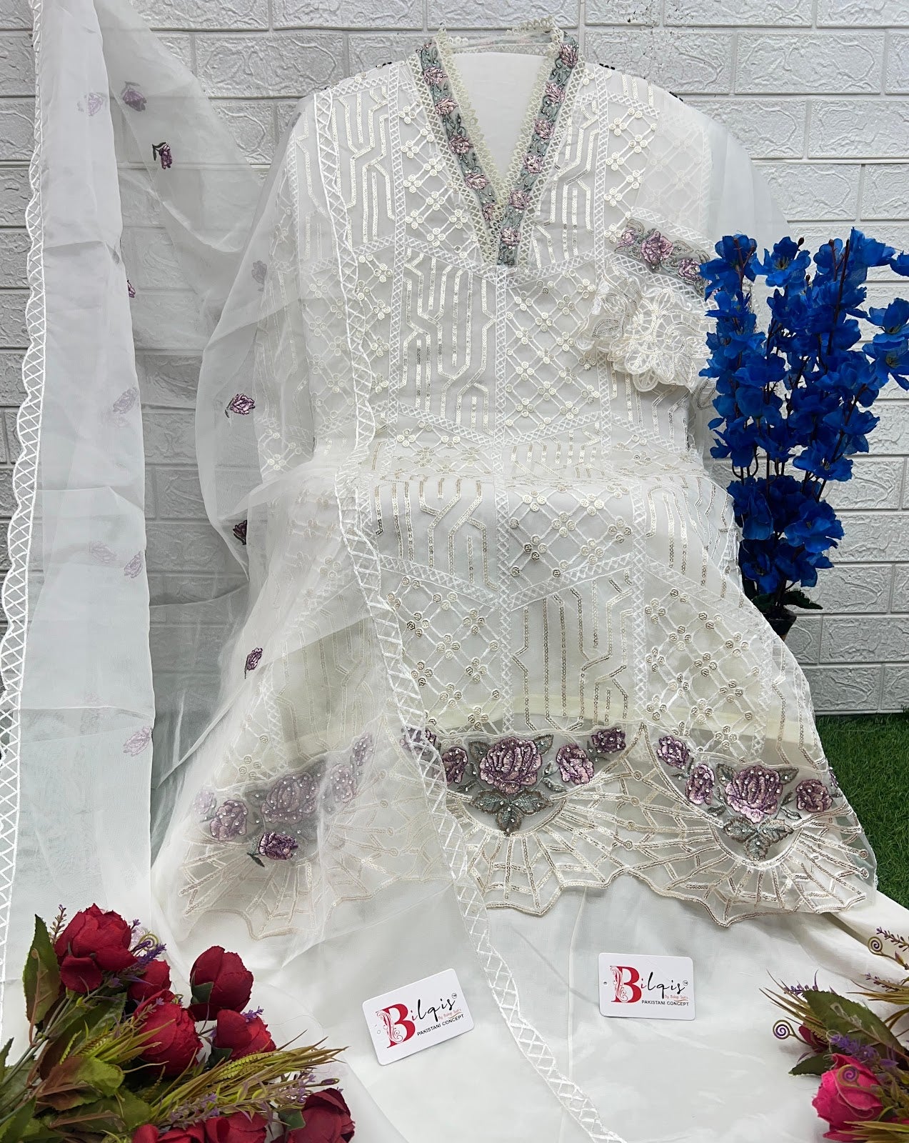 B 103 Abcd Bilqis Organza Pakistani Salwar Suits Exporter India