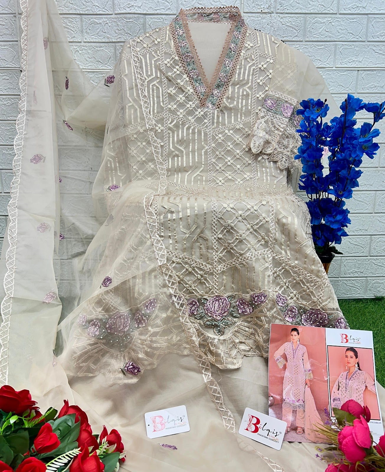 B 103 Abcd Bilqis Organza Pakistani Salwar Suits Exporter India