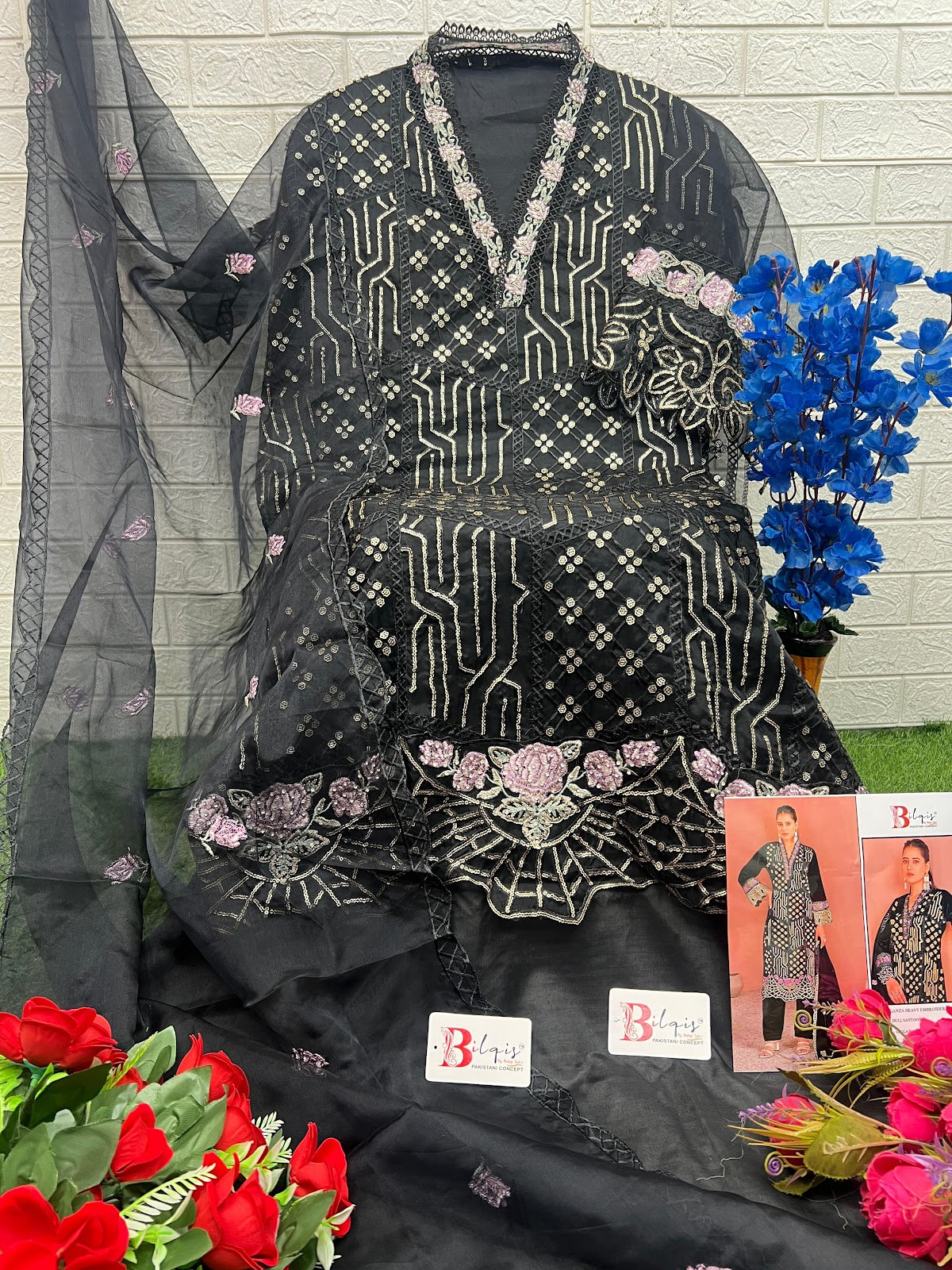 B 103 Abcd Bilqis Organza Pakistani Salwar Suits Exporter India