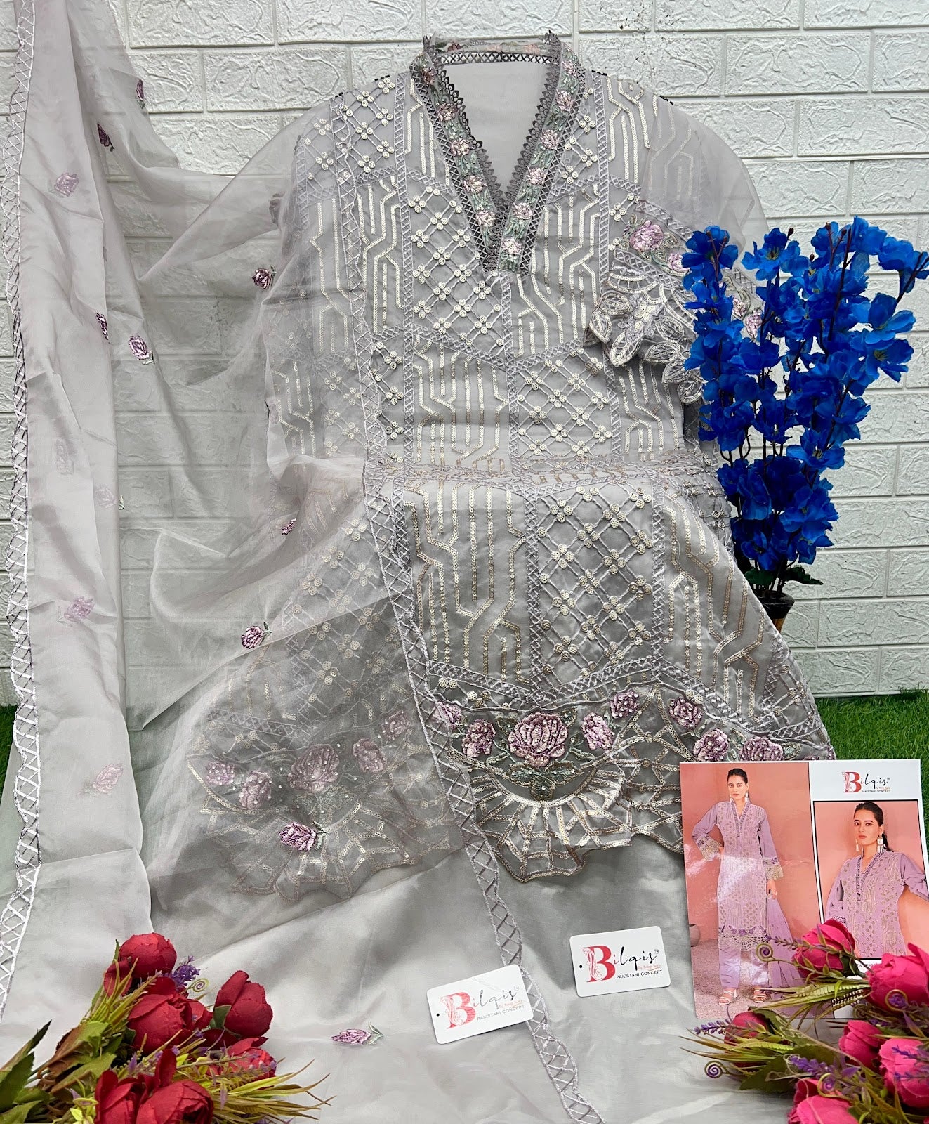 B 103 Abcd Bilqis Organza Pakistani Salwar Suits Exporter India