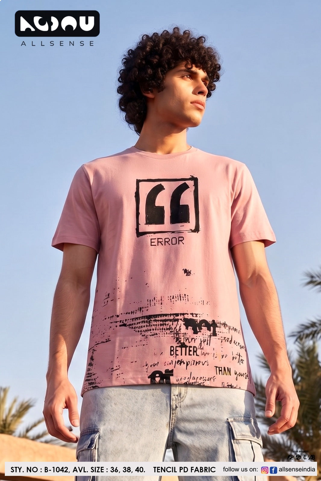 B 1042 Dobby Allsense Tencil Mens Tshirts Manufacturer