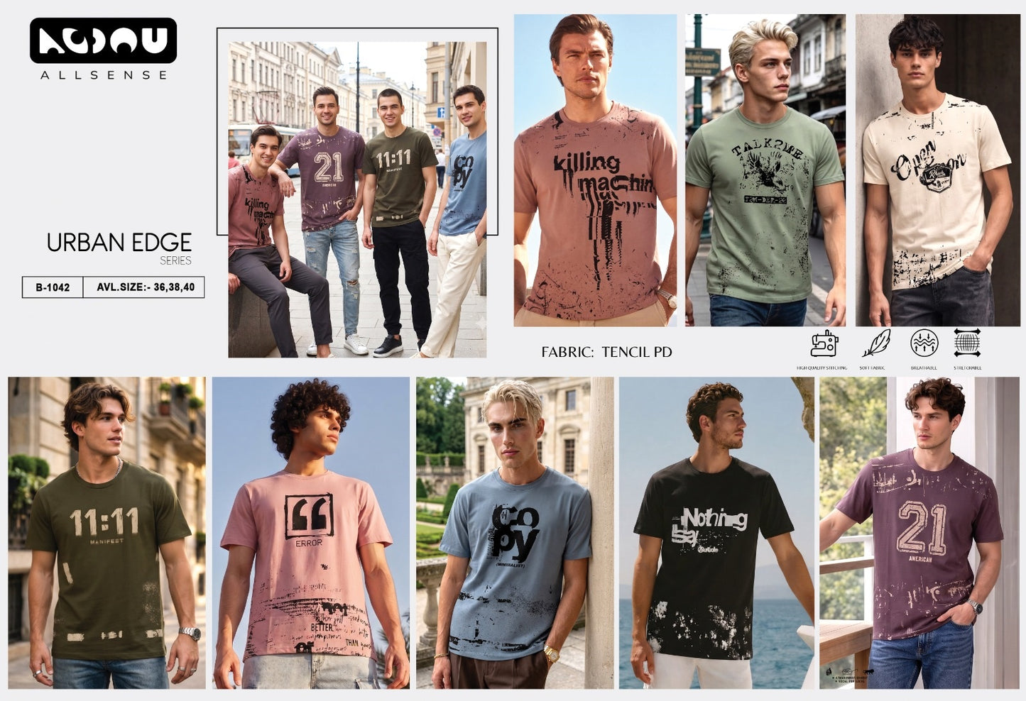 B 1042 Dobby Allsense Tencil Mens Tshirts Manufacturer
